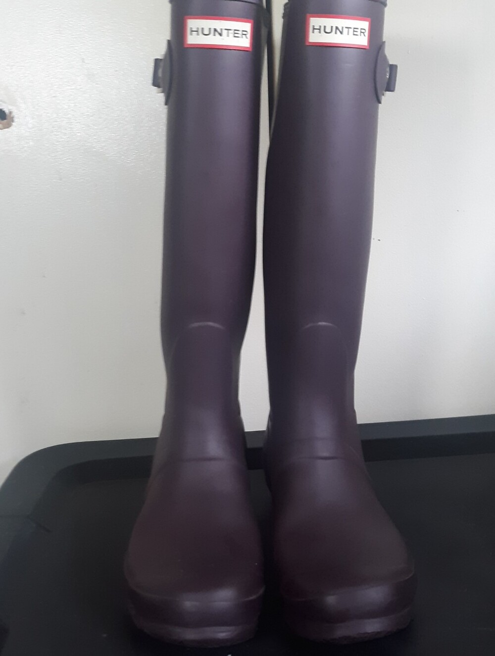 Hunter Women Original Tall Aubergine Purple Matte Rubber Rain Boots US 6 EU 37 8